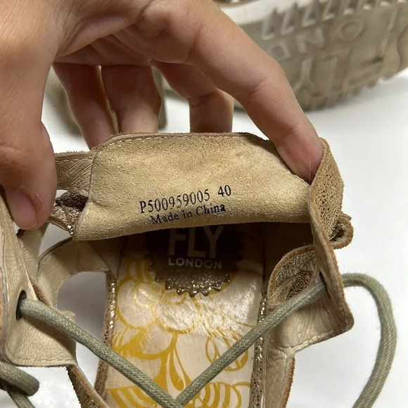 Fly London Want Sandals Heeled Lace Up High Heels Metallic Gold Size 40 9 9.5 - Picture 9 of 10